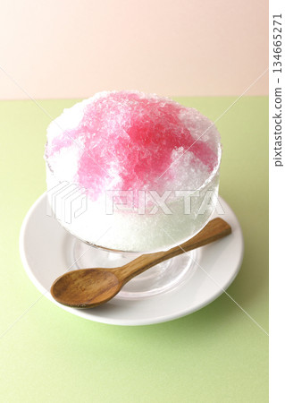 Shaved ice with strawberry syrup Shaved ice with strawberry syrup 134665271