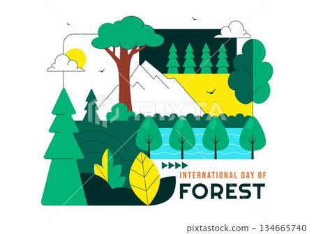 World Forestry Day Vector Illustration Featuring Global Forest Conservation, Sustainable Nature Protection, and Environmental Awareness Background 134665740