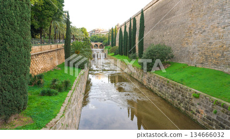 General view of the Sa Riera Torrent in the historic center of Palma de Mallorca 134666032