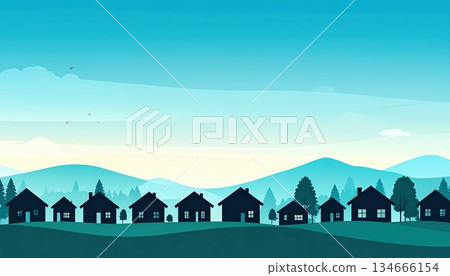 AI image: Residential area at dawn 134666154