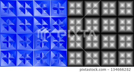 Multicolored glass tiles texture. Grunge filter. Glass background via an alpha channel. 134666282