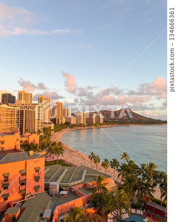 夏威夷日落海天熱帶度假勝地風景圖片 夏威夷日落海天熱帶度假勝地風景圖片 134666361