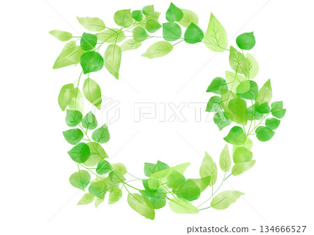 清新翠綠色手繪水彩畫框材質 134666527