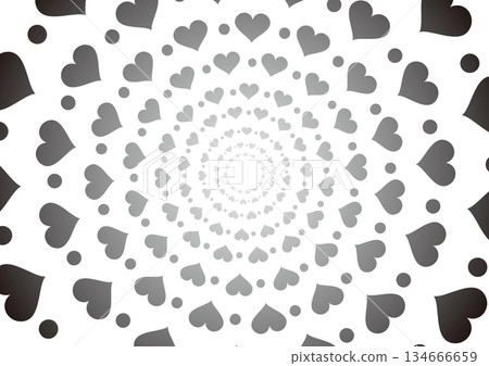 Monochrome illustration of a collection of hearts and dots Monochrome illustration of a collection of hearts and dots 134666659