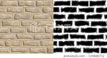 Brick background. Grunge filter. Brick background via an alpha channel. 134666712