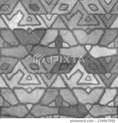 Ancient stone wall with carvings. Geometric line and angle surface. High resolution photo filter. 134667098