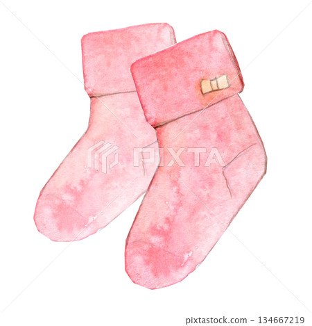 Watercolor illustration of children's socks Watercolor illustration of children's socks 134667219