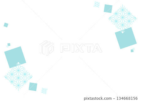 Light blue square hemp leaf Japanese style background 134668156