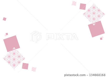 Pink square hemp leaf Japanese style background Pink square hemp leaf Japanese style background 134668168
