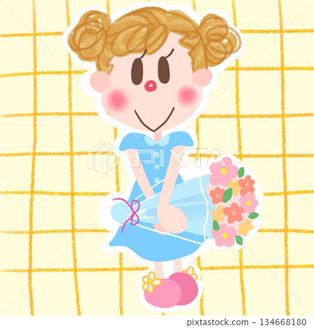 Cute popular animal character illustration material [girl] whole body 134668180