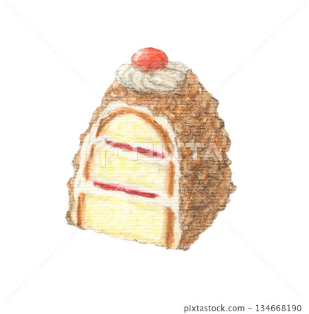 German sweets Frankfurter Kranz watercolor pencil illustration 134668190