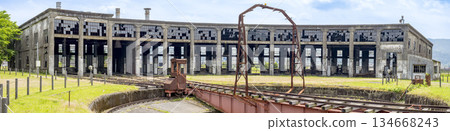 Panorama of the former Bungomori locomotive shed and turntable, Kusu Town, Kusu District, Oita Prefecture Panorama of the former Bungomori locomotive shed and turntable, Kusu Town, Kusu District, Oita Prefecture 134668243