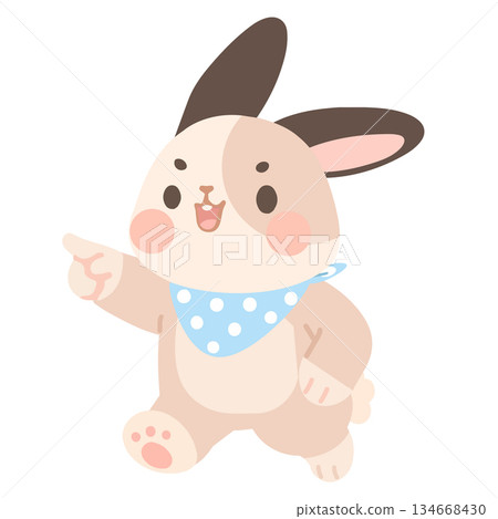 Cartoon Rabbit Pointing Finger Giving Order 134668430