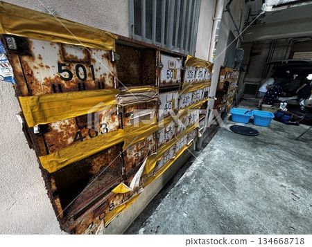 Old apartment mailbox Old apartment mailbox 134668718