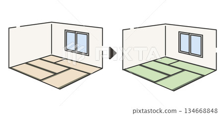 榻榻米更換前後的比較圖 134668848