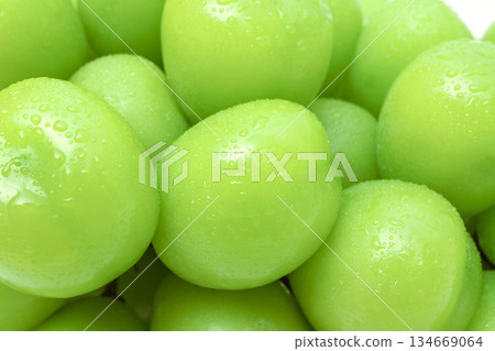 Fresh green grapes with water droplets close-up 134669064
