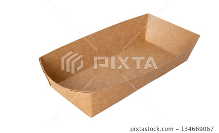 Eco-friendly brown paper tray for food packaging and serving solutions Eco-friendly brown paper tray for food packaging and serving solutions 134669067