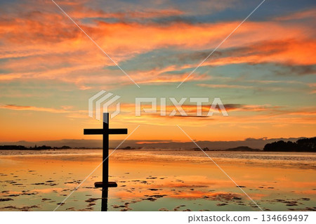 Dark Cross Tide Is Out Surise 134669497