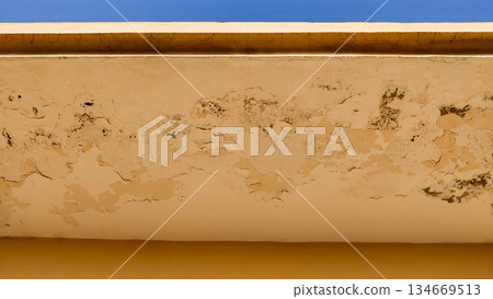 architectural overhang decay from moisture and stress cracks 134669513