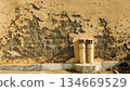 building erosion with ventilation pipes and debris base 134669529