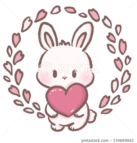 Sweet Sakura Bunny Holding Heart Surrounded By Cherry Blossom Petals Cute Pastel Rabbit Illustration Kawaii Spring Clipart For Valentines Sweet Sakura Bunny Holding Heart Surrounded By Cherry Blossom Petals Cute Pastel Rabbit Illustration Kawaii Spring Clipart For Valentines 134669882