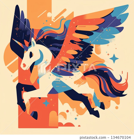 可愛的飛馬插圖 134670104