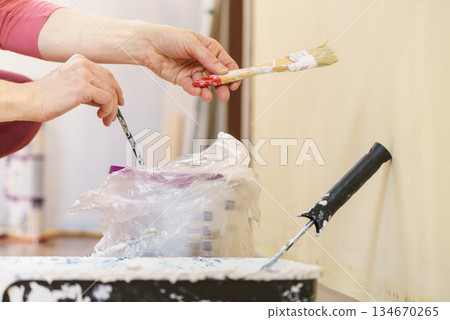 White paint with essentials equipment White paint with essentials equipment 134670265