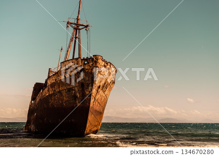 The famous shipwreck near Gythio Greece The famous shipwreck near Gythio Greece 134670280