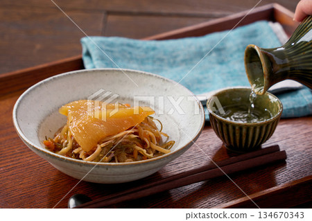 Matsumae pickled herring roe and a side dish to go with sake Matsumae pickled herring roe and a side dish to go with sake 134670343