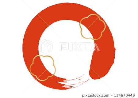 Round circle frame illustration written with red brush Round circle frame illustration written with red brush 134670449