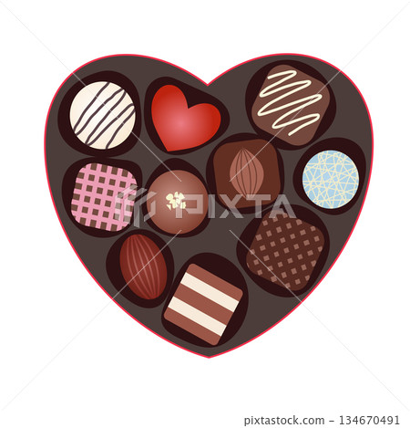 心型巧克力什錦情人節插圖 134670491