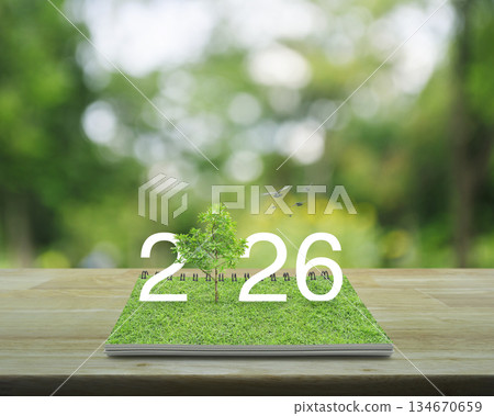 Happy new year 2026 ecological cover concept Happy new year 2026 ecological cover concept 134670659