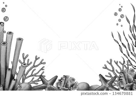 Black and white marine frame graphic 134670881