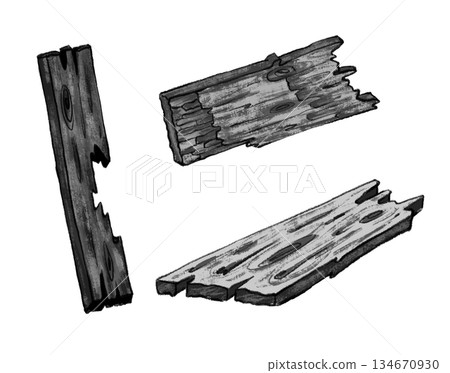 Black and white broken wood set graphic 134670930
