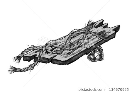 Heart of the Ocean pendant on wooden wreck 134670935