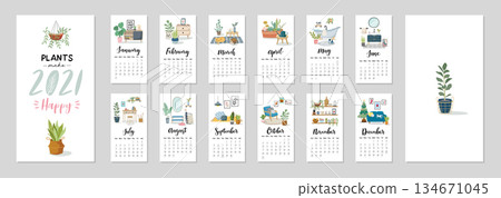 Hand-drawn style cute house design moon cover, article book, writing book, waiting list, memo, diary material sheet 134671045