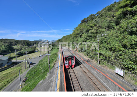 熊本縣,田原坂站,月台和列車景觀 熊本縣,田原坂站,月台和列車景觀 134671304