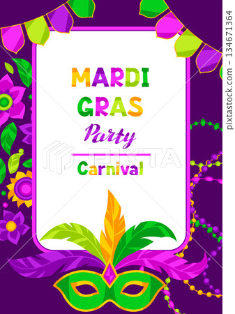 Mardi Gras party background. Carnival illustration for traditional holiday or festival. Mardi Gras party background. Carnival illustration for traditional holiday or festival. 134671364