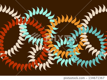 Seamless pattern with abstract flowers. Endless print stylized plants with drop petals. 134671367