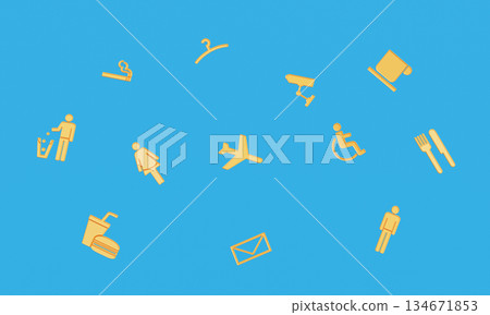 City Universal Public Service Icons Collection. 3D Rendering. 134671853