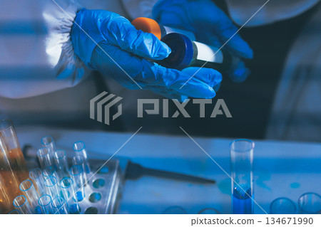 Researchers working in the clinical laboratory 134671990