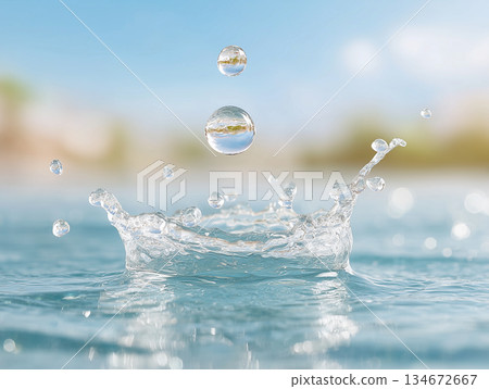 一幅令人耳目一新的畫面，捕捉了水滴飛濺的瞬間。 134672667