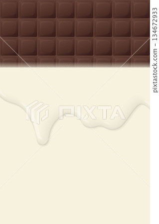 Chocolate bar square shape with blank space cream color and milk dropping background graphic illustration. Chocolate bar square shape with blank space cream color and milk dropping background graphic illustration. 134672933
