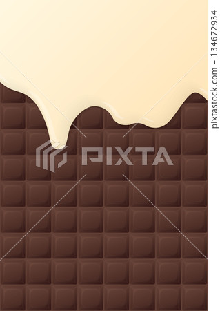 Milk dropping on milk chocolate bar vertical background graphic illustration. 134672934