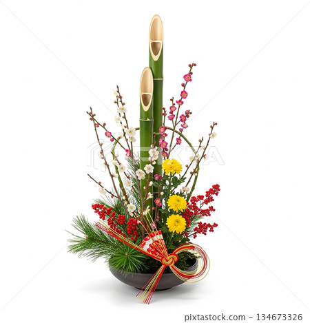 日式新年花卉裝飾 134673326