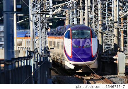 Heading to Yamagata along the Mutsu route... E3 Series Yamagata Shinkansen "Tsubasa" at Fukushima Station 134673547