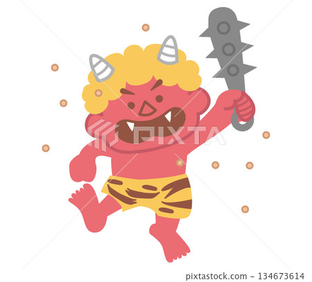 Illustration of red demon and beans Illustration of red demon and beans 134673614