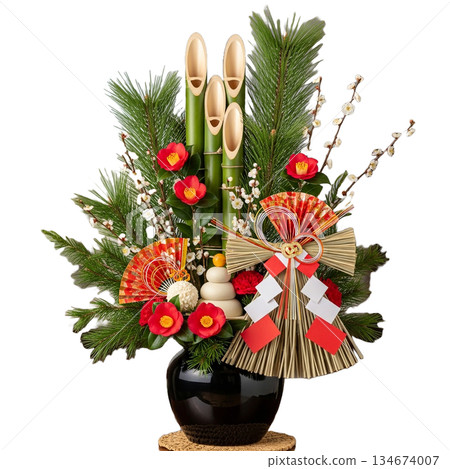 New Year's flowers with a Japanese flair 134674007