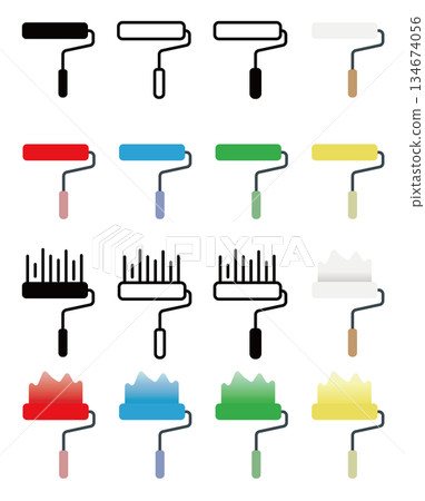 Roller paint icon set Roller paint icon set 134674056