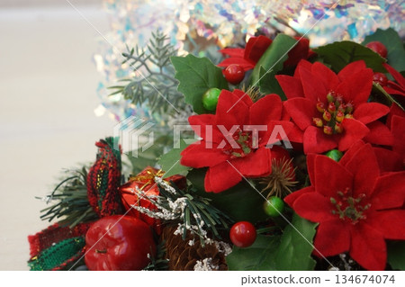 一品紅人造花 134674074